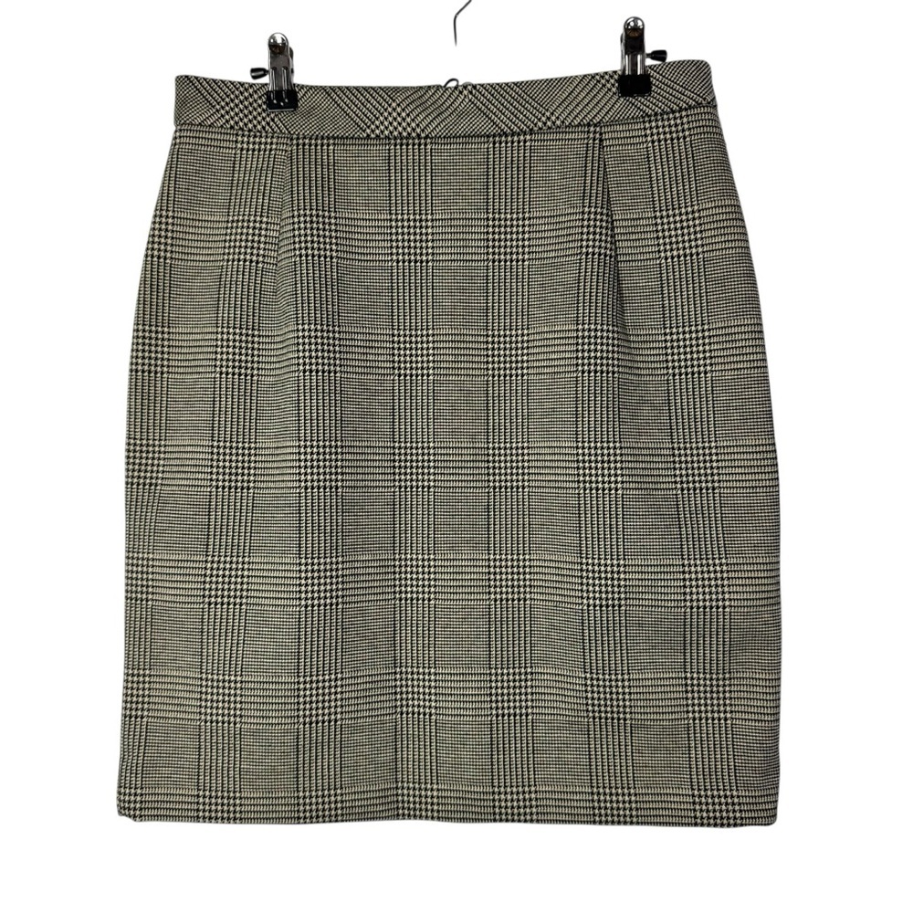 H&M Light Brown Houndstooth Plaid Pencil Skirt 8